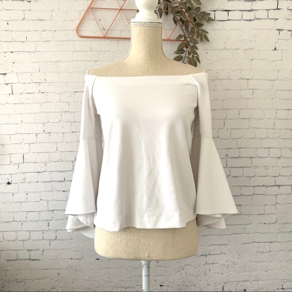 Banana Republic Off The Shoulder Bell Sleeve Top - Picture 2 of 5